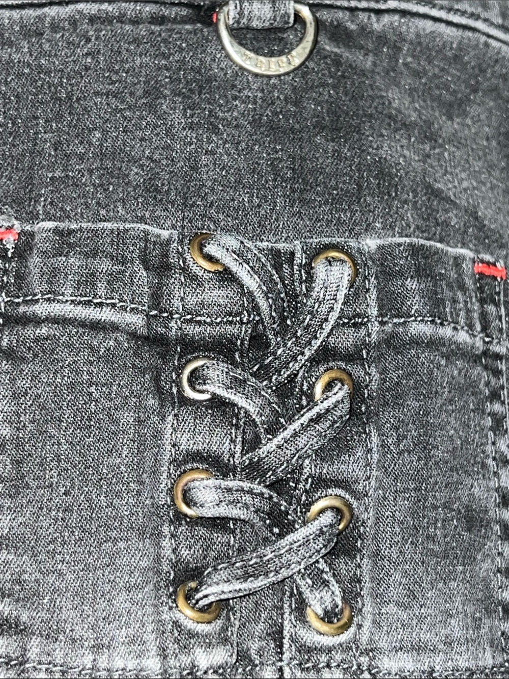 Tripp NYC Washed Black Ruffle Denim Mini Skirt - Picture 5 of 5